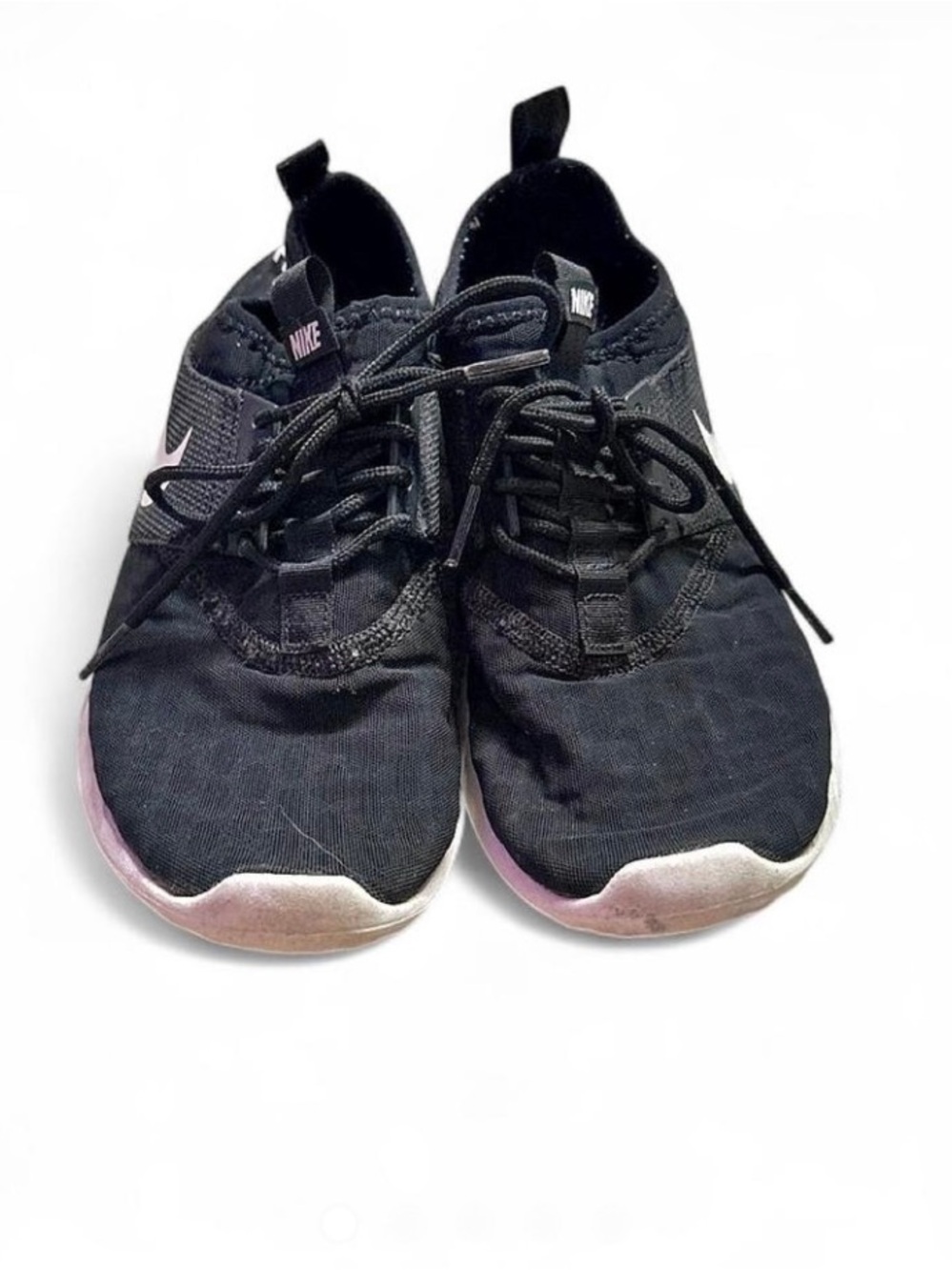 Nike Black Knit Sneakers with Pink and White Sole